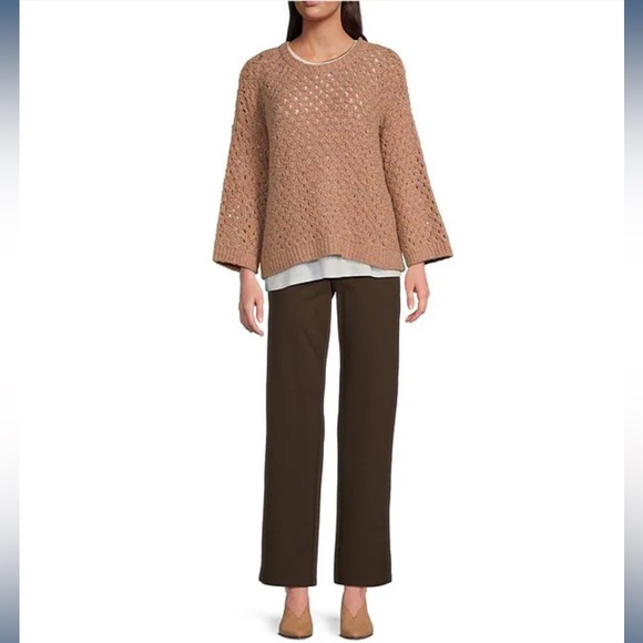 Eileen Fisher. Peruvian Alpaca Crew Neck Long Sleeve Sweater - Picture 2 of 9